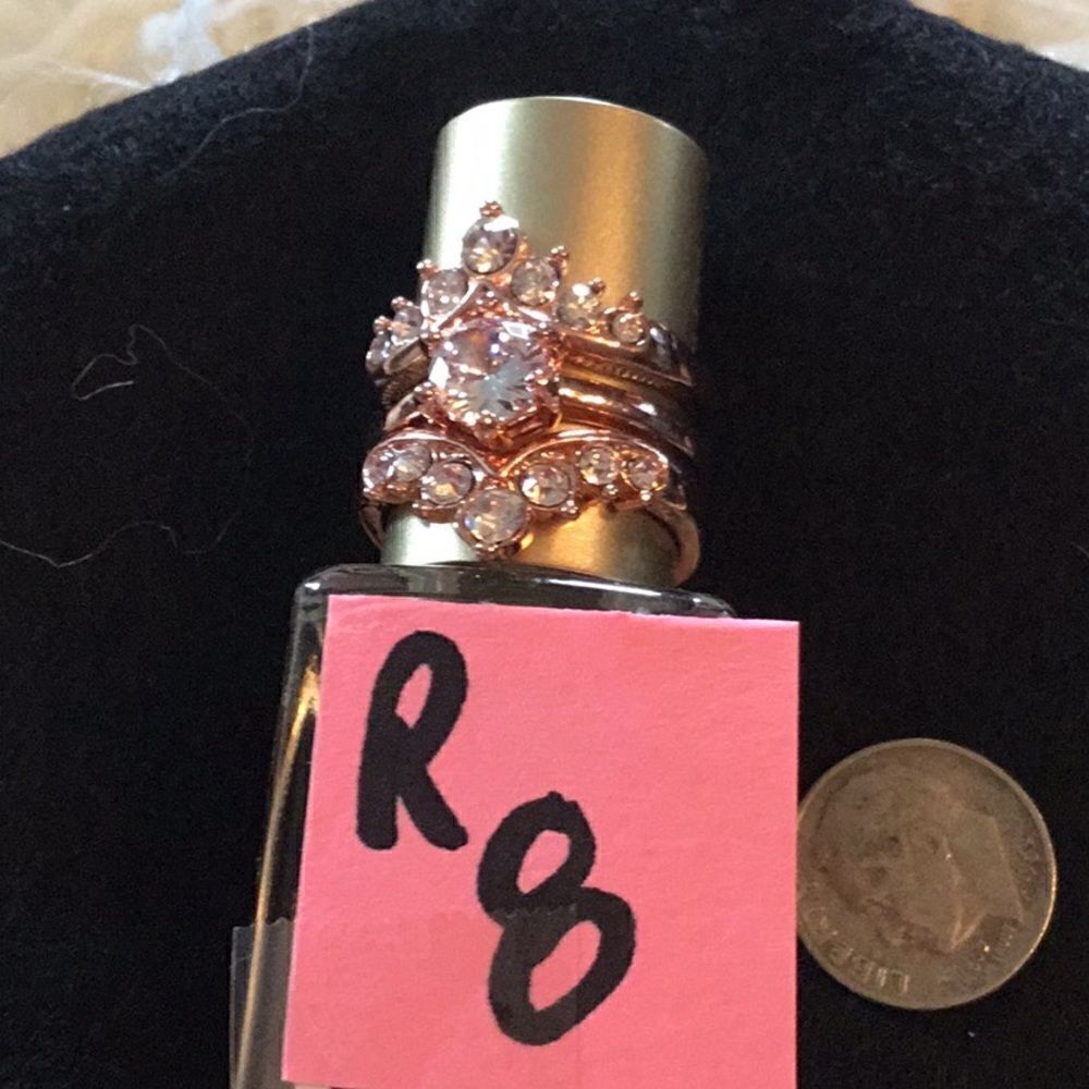 NWOT rose gold colored 3 piece bridal set with clear stones
